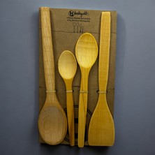 Bibakiyom 4'lü ''Ahşap'' Yemek Gereçleri - 4 Boy Ahşap Kaşık -Ahşap Tahta Set (20 cm Kaşık - 23 cm Kaşık - 27 cm Kaşık - Spatula)