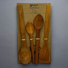 Bibakiyom 4'lü ''Ahşap'' Yemek Gereçleri - 4 Boy Ahşap Kaşık -Ahşap Tahta Set (20 cm Kaşık - 23 cm Kaşık - 27 cm Kaşık - Spatula)