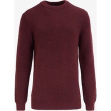 Fabrika Comfort Bisiklet Yaka Regular Fit Düz Bordo Erkek Kazak FC4WM-KZK 2599
