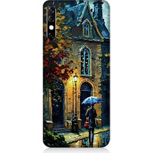 Teknomeg Infinix Hot 8 Uyumlu Sonbahar Evi  Desenli Silikon Kılıf