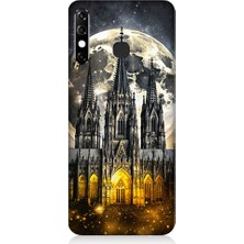 Teknomeg Infinix Hot 8 Uyumlu Ay ve Katedral  Desenli Silikon Kılıf