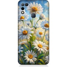 Teknomeg Infinix Hot 10 Play Uyumlu Papatya Bahçesi  Desenli Silikon Kılıf