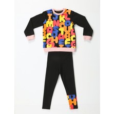 Alphabet Desenli Kız Çocuk Sweatshirt Takım