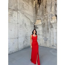 Sindi Moda Kuzey Yaka V Detay Yırtmaçlı Abiye 582840