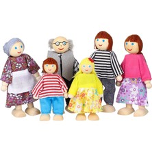 İyi Toys Ahşap Oyuncak Oyun Evi Için 6'lı Aile Kukla Seti