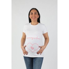 Balins Hamile Mommy Love Tişört Pembe Baskılı