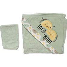 Bebegen Unisex Yeşil Taco Bout Baskılı Havlu Lif Set