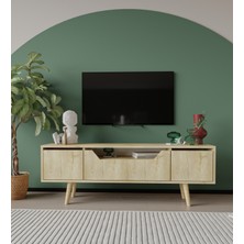 VM VERTEX MOBİLYA Roma Ahşap Ayaklı Tv Ünitesi Tv Sehpası Safir Meşe 150 cm