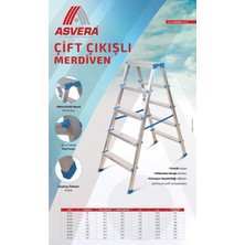 ASVERA - 3+3 Alüminyum Çift Çıkışlı Merdiven - 3 Basamaklı  Ev, Bahçe ve İş Yeri Kullanımına Uygun