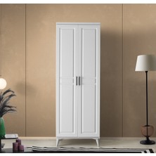 GuneyStore Ücretsiz Montaj - %100 MDF Sport 2 Kapaklı Beyaz Gardırop - MDF Dolap - Elbise Dolabı