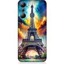 Teknomeg Infinix Hot 20I Uyumlu Renkli Eiffel  Desenli Silikon Kılıf