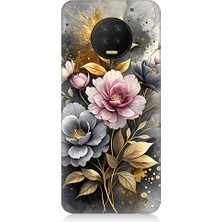 Teknomeg Infinix Note 7 Uyumlu Altın Çiçekler  Desenli Silikon Kılıf