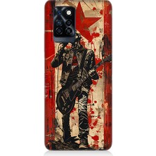 Infinix Note 10 Pro Uyumlu Kırmızı Gitar  Desenli Silikon Kılıf
