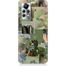 Infinix Note 11 Pro Uyumlu Yeşil Kolaj  Desenli Silikon Kılıf