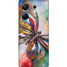 Teknomeg Infinix Zero 30 4g Uyumlu Renkli Kelebek  Desenli Silikon Kılıf