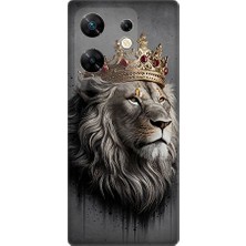 Teknomeg  Infinix Zero 30 4g Uyumlu Taçlı Aslan 1  Desenli Silikon Kılıf