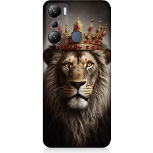 Infinix Hot 20I Uyumlu Taçlı Aslan 2  Desenli Silikon Kılıf