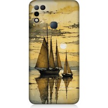 Teknomeg Infinix Hot 10 Play Uyumlu Yelkenli Gün Batımı  Desenli Silikon Kılıf