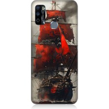 Teknomeg Infinix Hot 9 Uyumlu Kırmızı Yelkenli  Desenli Silikon Kılıf