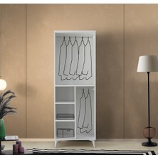 GuneyStore Ücretsiz Montaj - %100 MDF Sport 2 Kapaklı Beyaz Gardırop - MDF Dolap - Elbise Dolabı
