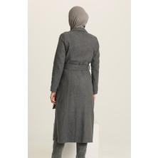 Sefa Merve Kuşaklı Kışlık Kaban 612970-02 Gri