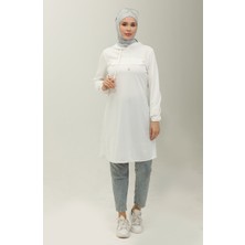 Sefa Merve Kapüşonlu Tunik 1008-05 Ekru