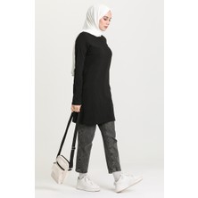 Sefa Merve Düz Spor Tunik 6016-01 Siyah