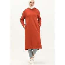 Sefa Merve Kapüşonlu Spor Tunik 3007-21 Kiremit