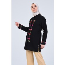 Şile Bezi Nakışlı Bluz 0016-02 Siyah