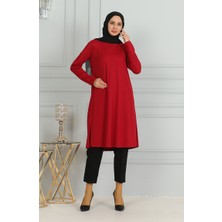 Sefa Merve Yırtmaçlı Uzun Tunik 9141-02 Bordo