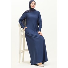 Sefa Merve Cepli Elbise 0665-07 Indigo