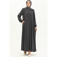Sefa Merve Kolu Lastikli Ferace 5049-05 Gri