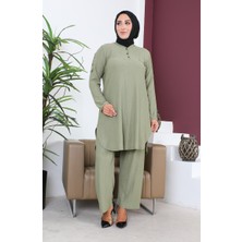Sefa Merve Büyük Beden Tunik Pantolon Ikili Takım 2691-01 Haki