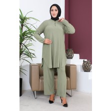 Sefa Merve Büyük Beden Tunik Pantolon Ikili Takım 2691-01 Haki