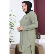 Sefa Merve Büyük Beden Tunik Pantolon Ikili Takım 2691-01 Haki