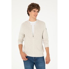 U.S. Polo Assn. Erkek Taş Melanj Basic Triko Hırka 50293528-VR225