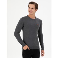 U.S. Polo Assn. Erkek Slim Fit Bisiklet Yaka Antrasit Melanj Kazak 50297040-VR081