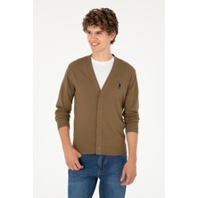 U.S. Polo Assn. Erkek Haki Basic Triko Hırka 50293531-VR027