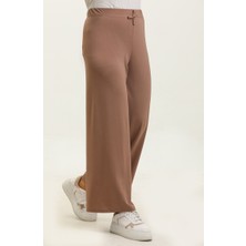 Sefa Merve Beli Lastikli Dökümlü Bol Paça Mevsimlik Pantolon 8701-01 Gül Kurusu