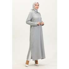 Sefa Merve Gömlek Yaka Ferace 24019-04 Gri