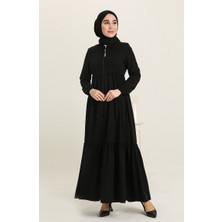 Sefa Merve Büzgülü Ferace 5042-01 Siyah