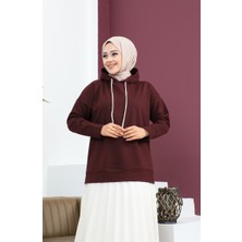 Kapüşonlu Sweatshirt 23002-04 Koyu Vişne