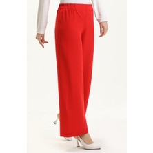 Sefa Merve Beli Lastikli Bol Paça Pantolon 2951-17 Kırmızı