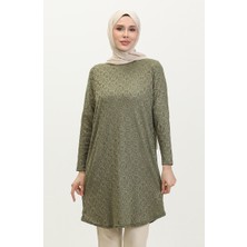 Sefa Merve Rahat Kesim Desenli Salaş Tunik 8713A-01 Yeşil