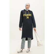 Kapüşonlu Sweatshirt 23107-01 Lacivert Gold