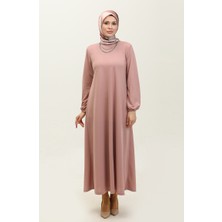 Sefa Merve Kolu Lastikli Elbise 0650-05 Gül Kurusu