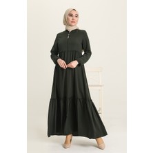 Sefa Merve Büzgülü Ferace 5042-04 Haki