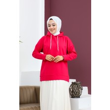 Kapüşonlu Sweatshirt 23002-05 Fuşya