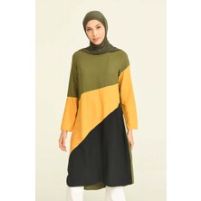 Sefa Merve Üç Parçalı Viskon Tunik 6447-08 Haki Yeşil