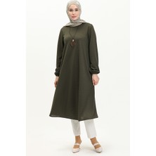 Sefa Merve Kolyeli Uzun Tunik 2727-11 Haki